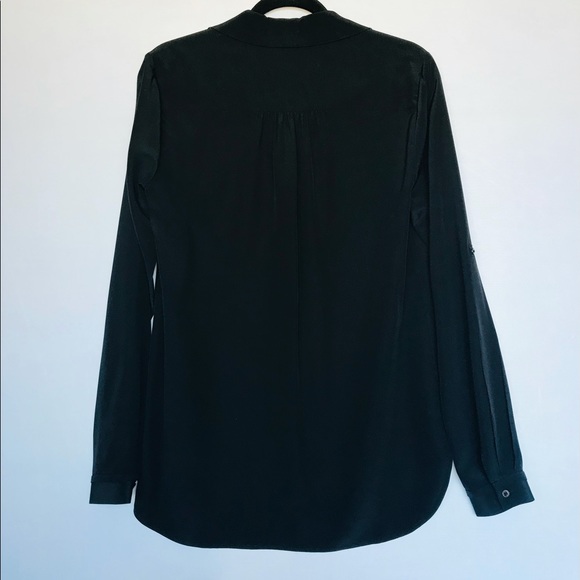 Diane Von Furstenberg DVF Black Collar Lorelei Long Sleeve Button Up Silk Blouse - Picture 2 of 15